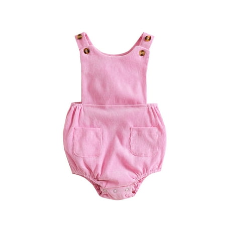 

Infant Baby Girls Boys Rompers Solid Color Buttons Sleeveless Jumpsuit