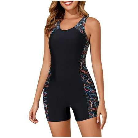Simua Women s Athletic Boyshorts One Piece Bathing Suit Training Swimsuits Modest Sporty Swimwear for Beach Pool Party