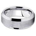 thumbnail image 2 of Tungsten Wedding Band Silver Tungsten Ring Tungsten Carbide Ring 8mm Beveled Edges, 2 of 3