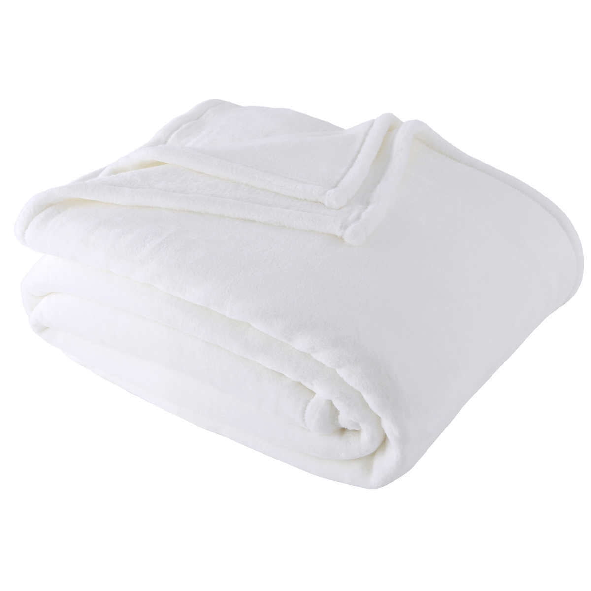 Berkshire Life Plush Solid LuxeLoft Blanket, White Queen