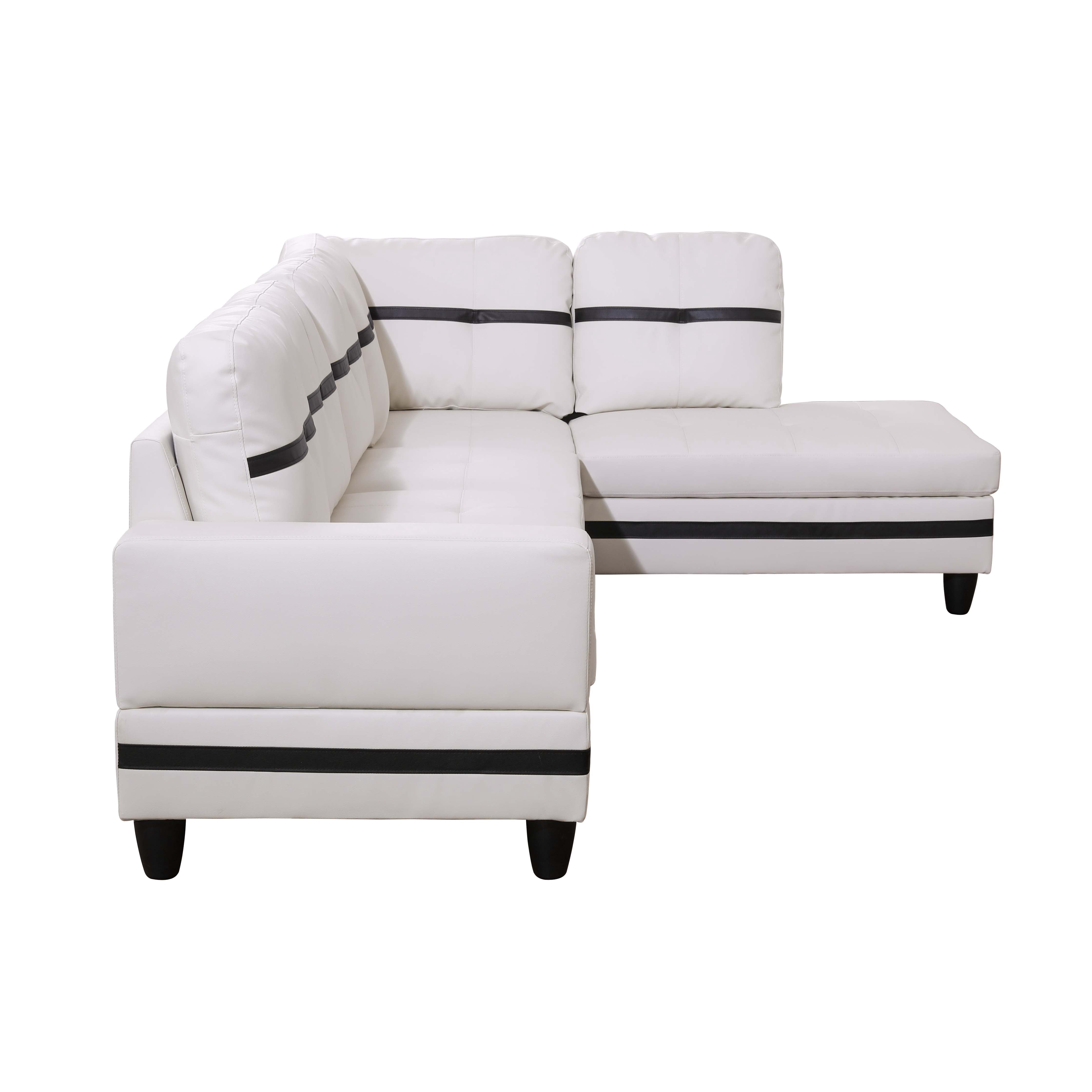 MAYEERTY 103.5" Modern Semi PU Leather 3-Piece Couch Set - White Black Stylish Contrast for Living Room