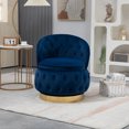 thumbnail image 3 of Swivel Barrel Chair with Storage, 360 Degree Cuddle Accent Chair with Wide Upholstered, Round Armchair Fluffy Velvet Fabric Single Chair for Living Room Bedroom, Navy, 3 of 8