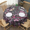 thumbnail image 3 of Breast Cancer Awareness Black Round Table Cloth,Wrinkle Free Table Cover with Polyester,Waterproof Reusable Tablecloth for Weeding Birthday Tea Party Decorations (Round,60x60inch), 3 of 6