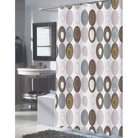 Modern Art Extra Long Circle Line Fabric Shower Curtain Size 70