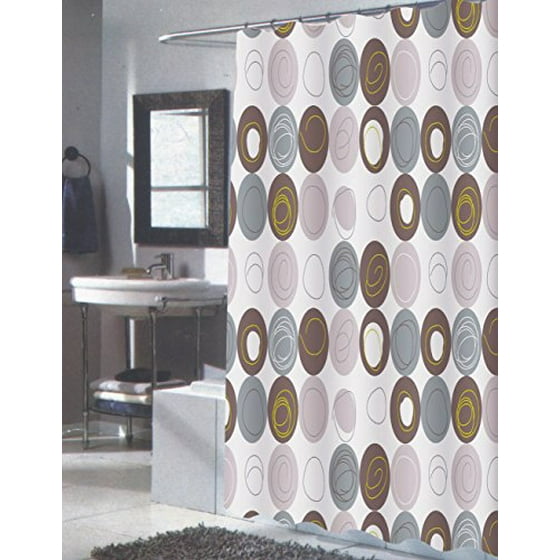 Modern Art Extra Long Circle Line Fabric Shower Curtain Size 70