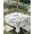 thumbnail image 3 of Square Outdoor Tablecloth with Umbrella Hole Leaf Bird Outside Table Cloth Waterproof Patio Table Cover Colorful Spring Tree Branch Country Boho Zipper Tablecloths for Picnic Party Camping 60x60 Inch, 3 of 8