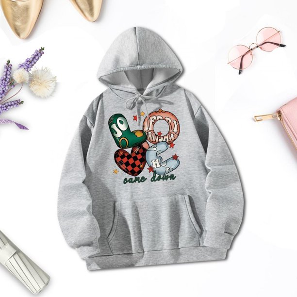 Sudaderas con capucha para mujer, Sudadera con capucha para adultos, moda suave, cómoda, manga larga, gris, con capucha, estampado de letras clásicas, L Yinane sudadera con capucha de las mujeres