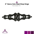 thumbnail image 6 of Heavy Duty 8” Decorative & Traditional Style Strap Hinges | for Wood Gates, Shed and Barn Doors | Zinc-Plated | Black, 6 of 8