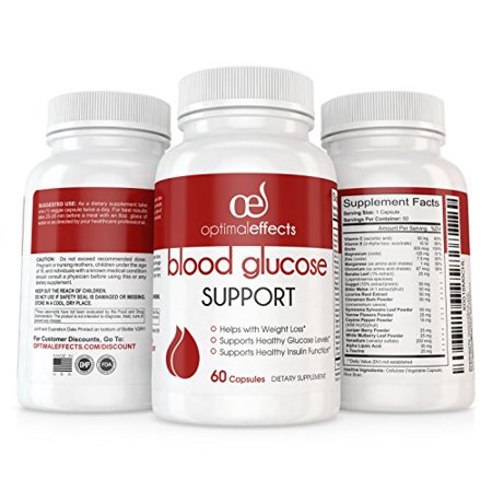 Blood Glucose Support by Optimal Effects - Blood Sugar Management Supplement and Healthy Weight Loss with Vanadium, L-Taurine, Cinnamon, Bitter Melon & More - 60 Veggie (Best Cinnamon Pills For Diabetes)