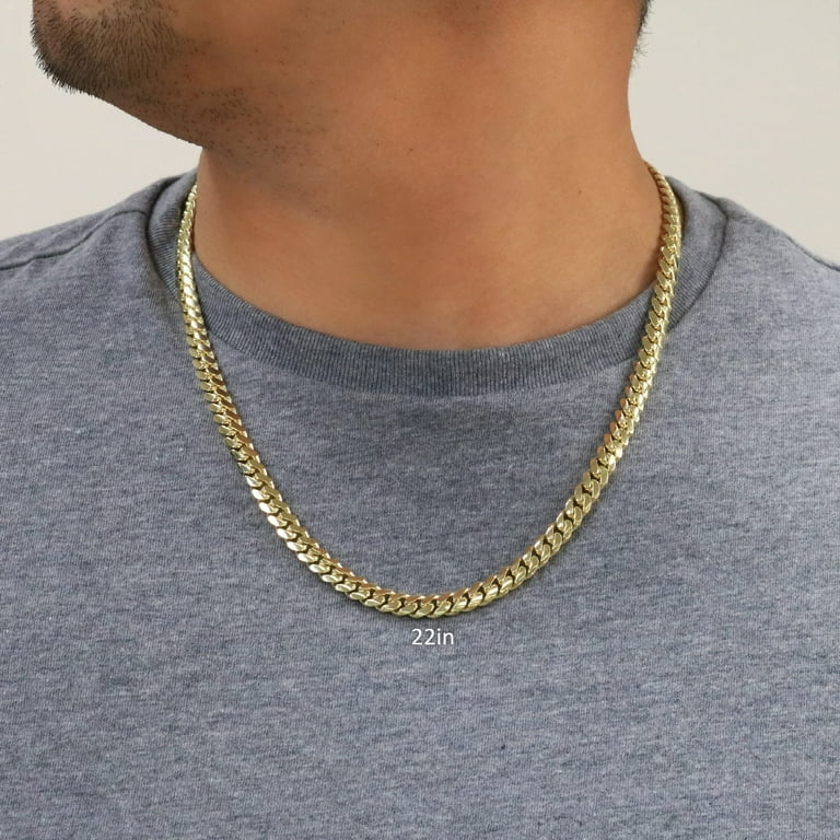 Nuragold 10k Yellow Gold 7mm Solid Miami Cuban Link Chain Necklace Mens Jewelry 20 30