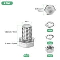 thumbnail image 3 of Uxcell 4-Pack Tornillo de Cabeza Hexagonal con Tuercas, Arandelas Planas y de Bloqueo M12x16mm, 3 of 6