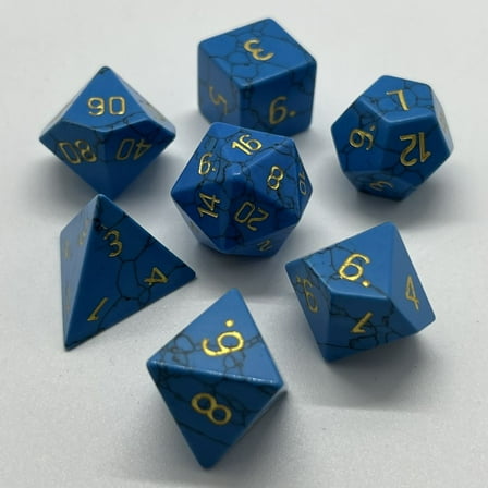 Galactic Dice Premium Dice Sets - Blue Turquoise Set of 7 Dice with Tin