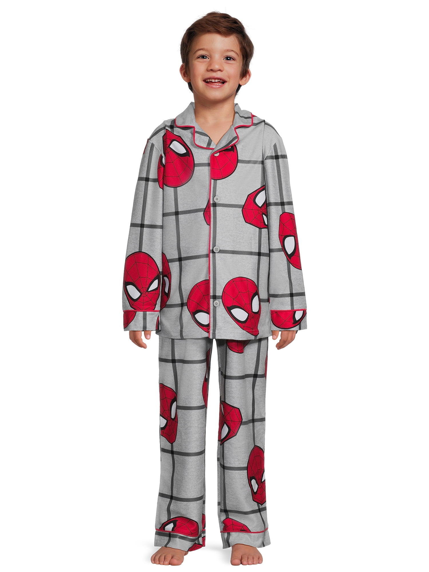 Spider-Man Boys Button Front Coat and Pants Pajama Set, 2-Piece, Sizes ...