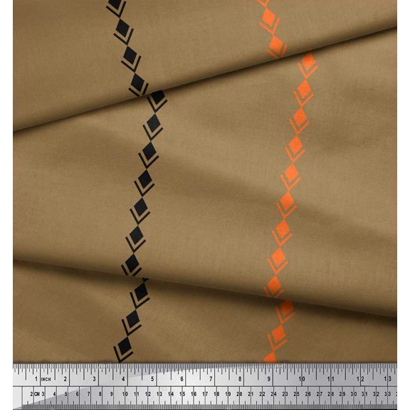 Soimoi Brown Silk Fabric Pannahazar Jamdani Printed Fabric 1 Yard 42 Inch Wide