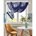 thumbnail image 3 of Waterfall Valances for Windows, Coral Navy Blue Kitchen Sheer Valance Curtains, Coastal Ocean Marine Nautical Beach Rod Pocket Elegant Swag Valances for Living Room Bedroom, 47.2"x38.5", 3 Panel, 3 of 8