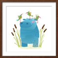 thumbnail image 2 of Art.com Wildlife Hippo with Cute Birds Smiling Kids Friends. Happy Hippopotamus Watercolor Style Animal in Art Print by Popmarleo, Brown Frame Wall Art, 21" x 21", 2 of 5