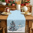 thumbnail image 2 of Christmas Tree Snowman Table Runner 13x36in Non-Slip Cotton Linen Table Runners, Snowflakes on Blue Background Dresser Scarves TableRunner for Dinner Kitchen Dining Wedding Party, 2 of 9