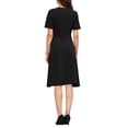 thumbnail image 3 of INSPIRE CHIC Women's Tweed Trim Dress with Pockets V Neck Short Sleeve A-Line Dress S Black, 3 of 5