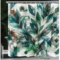thumbnail image 3 of Ambesonne Teal Shower Curtain, Dreamy Leaves Jumble Futurist, 69"Wx75"L, Seafoam Fern Green Grey, 3 of 4
