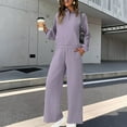 thumbnail image 2 of Kinrui Women's 2 Piece Matching Lounge Set Winter Long Sleeve Quarter Zip Pullover Wide Leg Airport Travel Pants Casual Sweatsuit Tracksuits Purple,XL, 2 of 8