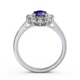 thumbnail image 3 of 1.80 Ct New Design Floral Halo Oval Shape Natural Blue Sapphire Diamond Engagement Ring for her 14K White Gold Size 10.5, 3 of 7