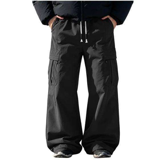 Cmtiyu Cargo Pants for Men, Baggy High Waist Drawstring Wide Leg Work Pants with Multi Pockets, Casual Outdoor Hiking Pants, M-3XL