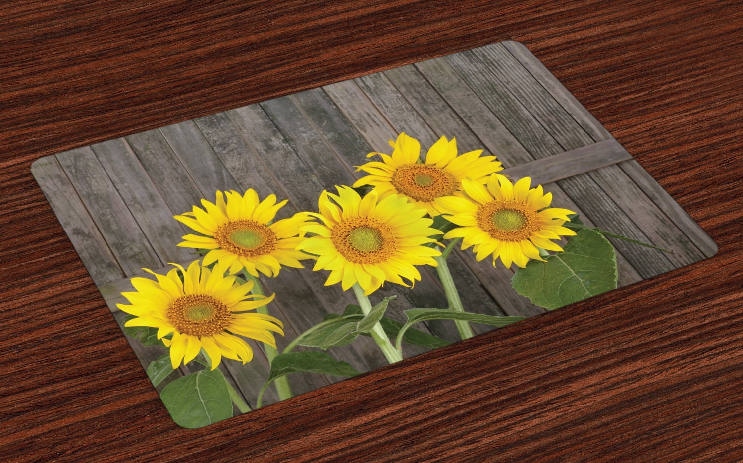 Home Collection dh 72 Inches Long Table Runner Placemats Set of 4 Beautiful Landscape of Yellow Sunflower,Non-Slip Heat-Resistant Table Mat Set for Kitchen Dining Table