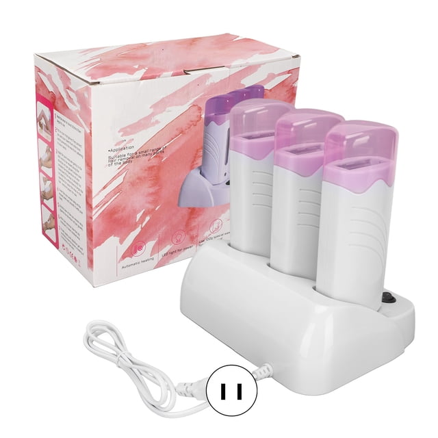 Juego de máquina depiladora eléctrica portátil, Kit de máquina depiladora de cera para viajes, enchufe estadounidense de 110V, 3 uds.