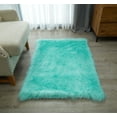 thumbnail image 2 of Lanco Fluffy Sheepskin Faux Fur Shag Area Rug, Mint, 30x46, 2 of 5
