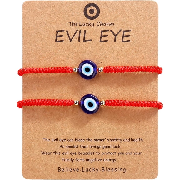 Pack Of 2 Handmade String Red Evil Eye Bracelets Blue Evil Eye Jewelry Bracelet for Women Men Teens Braclets mal de ojo bracelets ojo turco pulsera