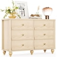 thumbnail image 3 of Homieasy 6-Drawer Dresser for Bedroom - 43" Modern Chest of Drawers with Scalloped Front, Storage Organizer for Living Room, Hallway & Entryway,Natural Oak, 3 of 8
