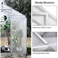 thumbnail image 2 of 6.25x6 FT Greenhouse for Outdoors, Polycarbonate Greenhouse with Quick Setup Structure and Roof Vent, Aluminum Large Walk-in, for Outside Garden Backyard, Silver, 2 of 7