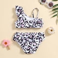 thumbnail image 3 of Emy Dola Baby Girl Leopard Bathing Suit Toddler Two Piece Swimsuit Ruffle Sleeve Summer Beach Bikini Sets for 0-5 Years, 3 of 7