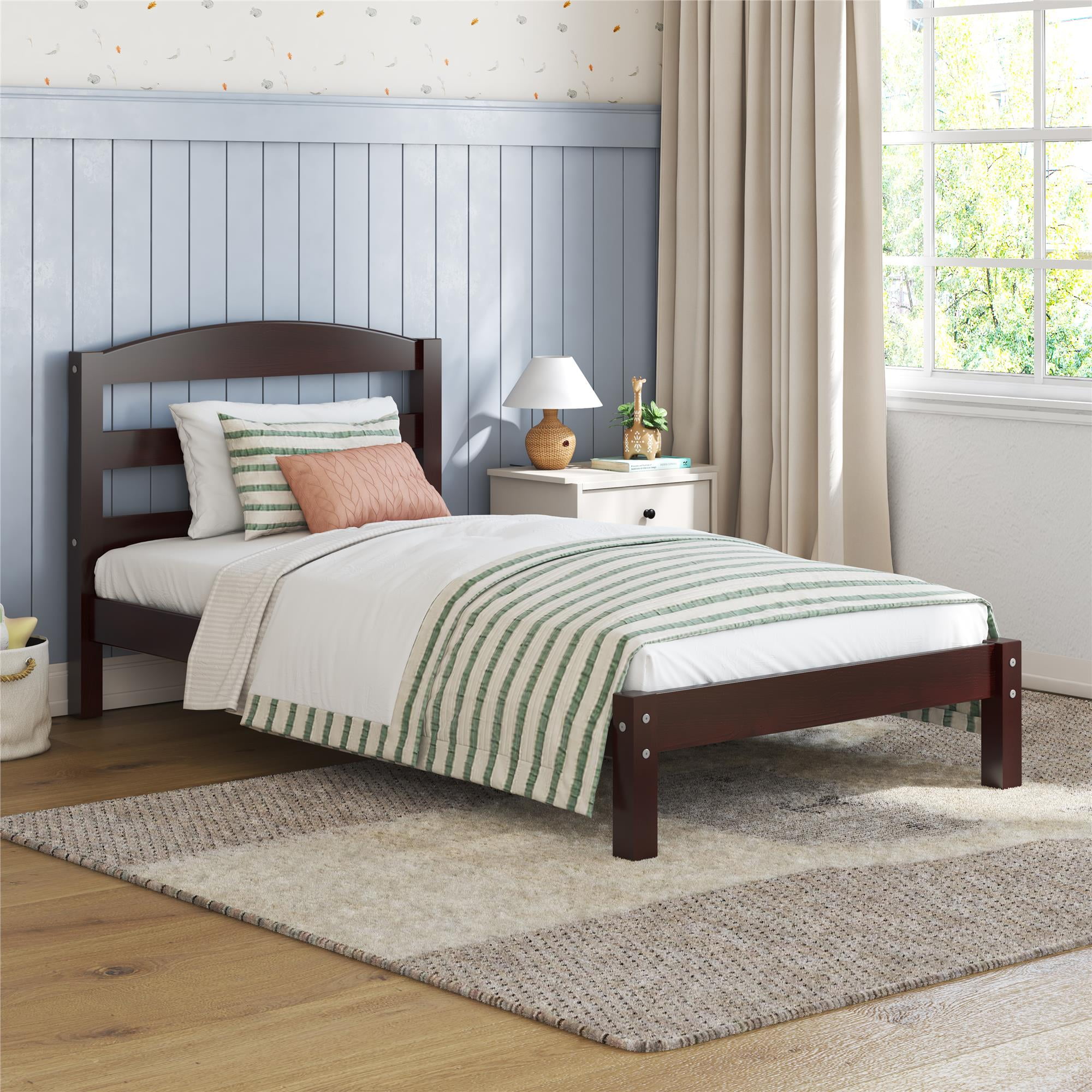 Better Homes & Gardens Leighton Kids Twin Size Bed, Wood Platform Bed Frame, Espresso
