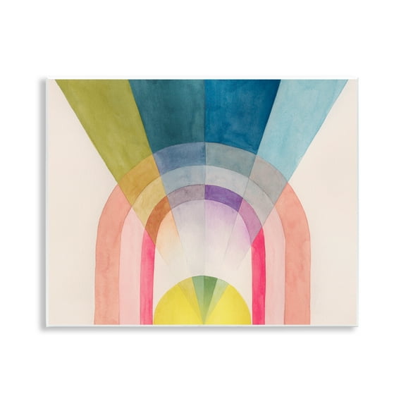 Stupell Industries Sun Rays & Rainbow Abstract Painting Unframed Art Print Wall Art, 14 x 11