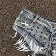 thumbnail image 4 of Pantalones cortos para mujer Sexy Hole Remache Cintura baja Tanga Denim Ultra Mini Short Mujer Bikini Jeans Feminino Nightclub, 4 of 5