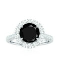 thumbnail image 4 of Rosec Jewels Natural Black Onyx Engagement Ring with Moissanite - Round Black Onyx Halo Ring - AAA Quality - Jewelry Box included, 10K White Gold, US 3.00, 4 of 9