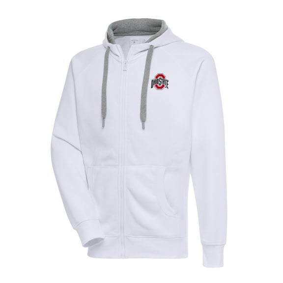 Men's Antigua White Ohio State Buckeyes Big & Tall Victory Full-Zip Hoodie