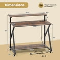 thumbnail image 3 of Costway Rolling Computer Desk with Charging Station Monitor Stand Storage Shelf for Writing Rustic Brown, 3 of 10