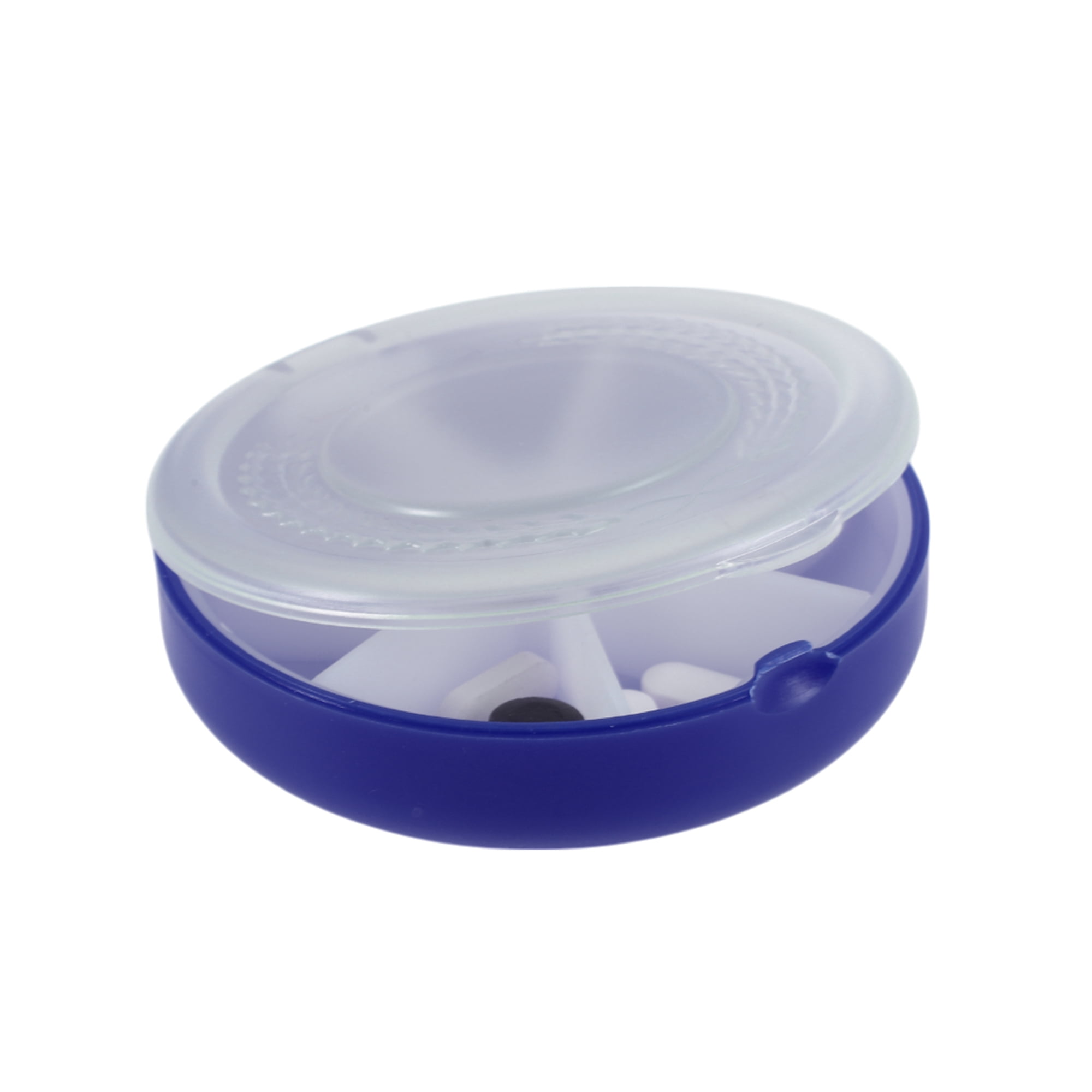 Unique Bargains Lightweight 7 Grids Flip Up Circular Pill Case 1 Pc Blue, Purple