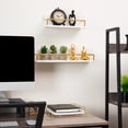 thumbnail image 6 of Mind Reader Floating Shelves, Wall-Mounted Office Organizers, Modern MDF Display Storage with Metal Rail, Metal. MDF, Set of 2, White, 6 of 7