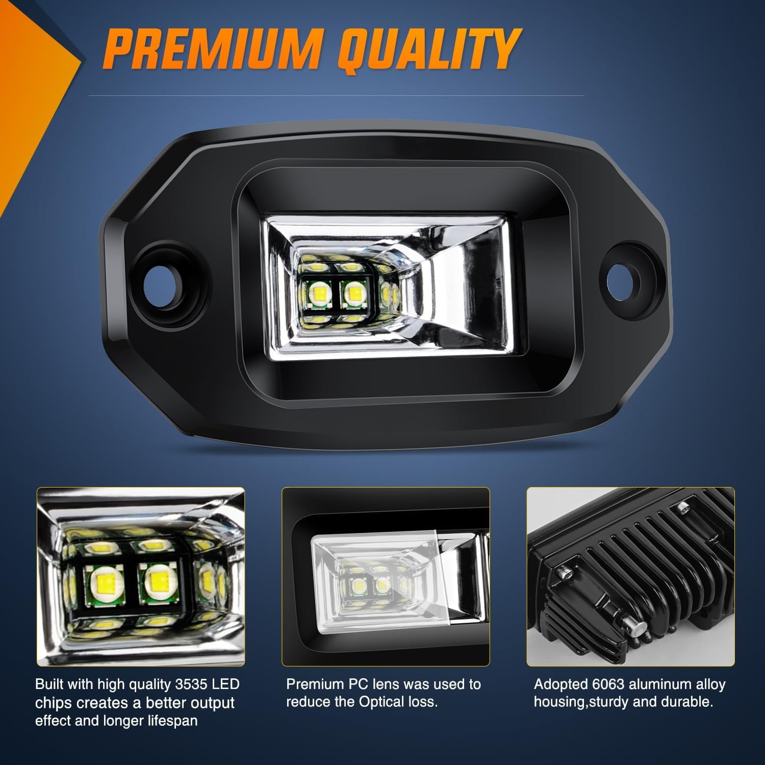 Nilight 2Pcs 20W 6inch Flush Mount Led Pods Flood Beam Led Work Light Offroad Fog Reverse Light Backup Lights Driving Lights for Bumper Truck ATV UTV SUV Boat