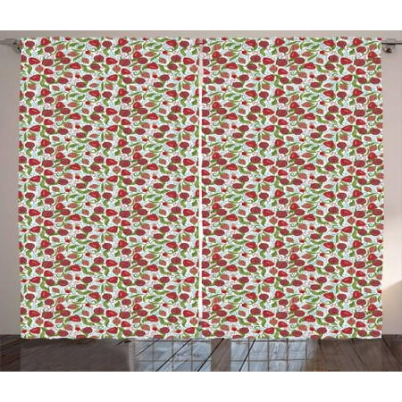 - Bohemian Curtains 2 Panels Set, Ornamental Pomegranate Motifs with Little Blue Blossoms Artistic Oriental Design, Window Drapes for Living Room Bedroom, 108W X 84L Inches, Multicolor, by Ambesonne