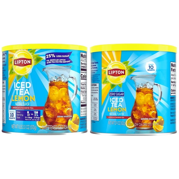 Lipton Lemon Iced Tea Mix Variety Pack – Zero Sugar & Reduced Sugar, Makes 20 Quarts Total