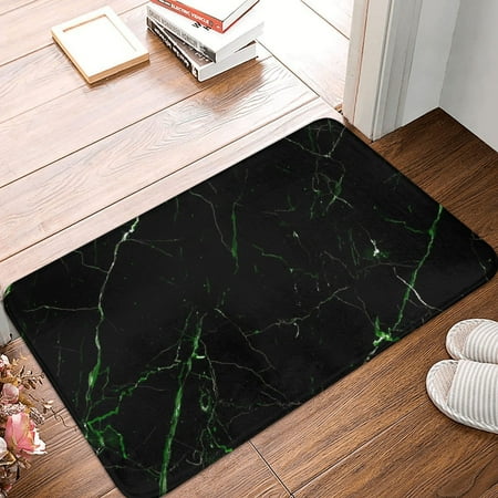 

Front Door Mat Indoor Outdoor Outside Entrance - 16*24in Washable Black Marble -Thin Bathroom Rugs Fit Under Door Kitchen Rugs Mats for Floor Bath Rugs for Bathroom