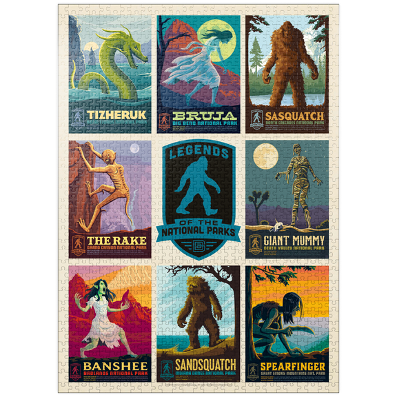 MyPuzzle - Legends Of The National Parks: Multi-Image Print - Edition 4, Vintage Poster - Premium 1000 Piece Jigsaw Puzzle for Adults