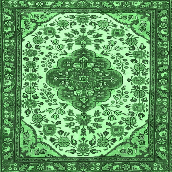 Ahgly Company Indoor Square Persian Emerald Green Traditional Area Rugs, 6' Square