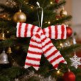thumbnail image 5 of Dongrere Christmas Tree Bow Decor Plush Hanging Ornament Striped Bow for Window Tree Gift Farmhouse Winter Holiday Decor, A, 5 of 6