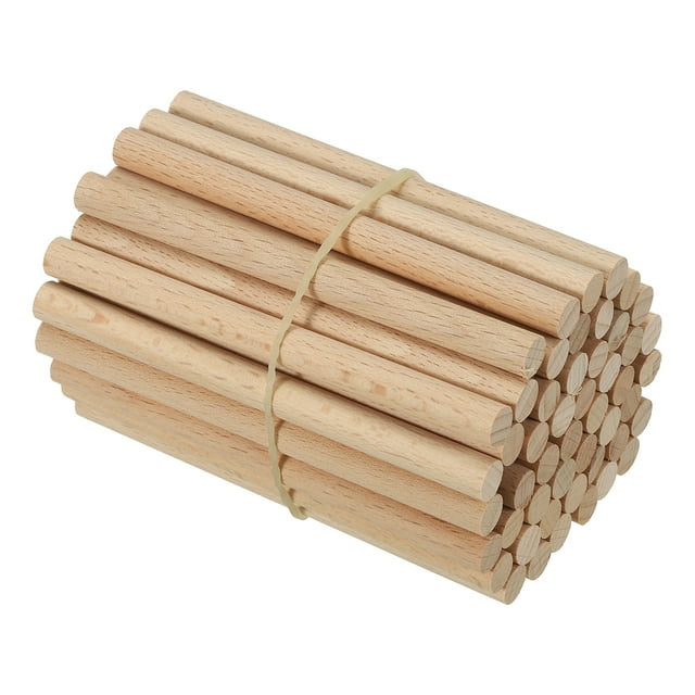 Unique Bargains 5/16 x 4 Inch Dowel Rods Wood Sticks Unfinished Wooden Dowel Rods Round Dowels Sticks 50 Pcs