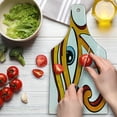thumbnail image 3 of Eye Cutting Board, Traditional Eye Mystic Egyptian Ornamental Print on Plain Background, Decorative Tempered Glass Cutting and Serving Board, Wine Bottle Shape, Pale Blue Orange, by Ambesonne, 3 of 5